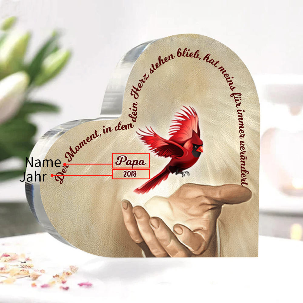 Personalisierter 1 Name & Jahr Rotkehlchen Acryl-Deko-Trauer Schreibtischdekoration