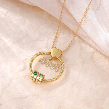 Personalisierte 2 Namen Gravur "MAMA" Halskette mit 2 Geburtssteinen-Glück ist eine Mama wie dich zu haben-Geschenk mit Nachrichtenkarte