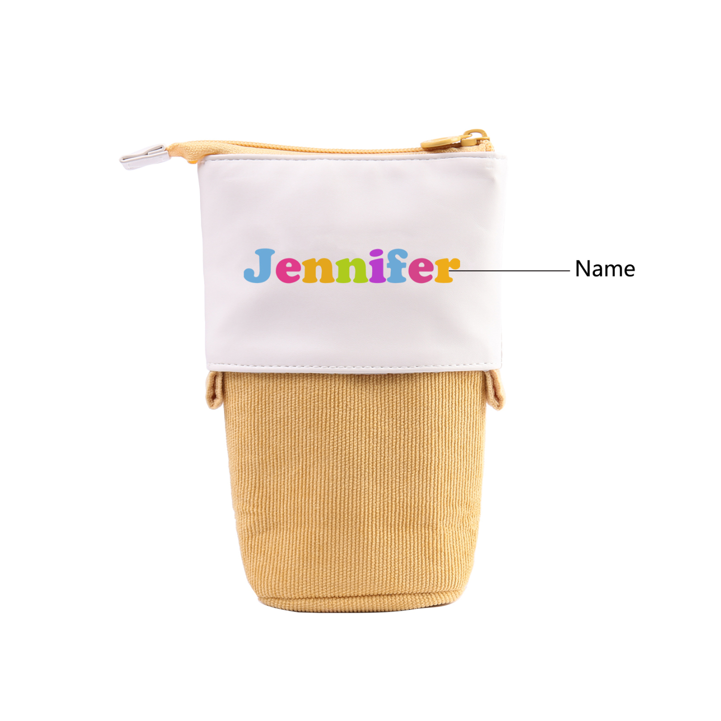 Personalisierter Name Leinwand PU-Leder Stifteetui Stifttasche