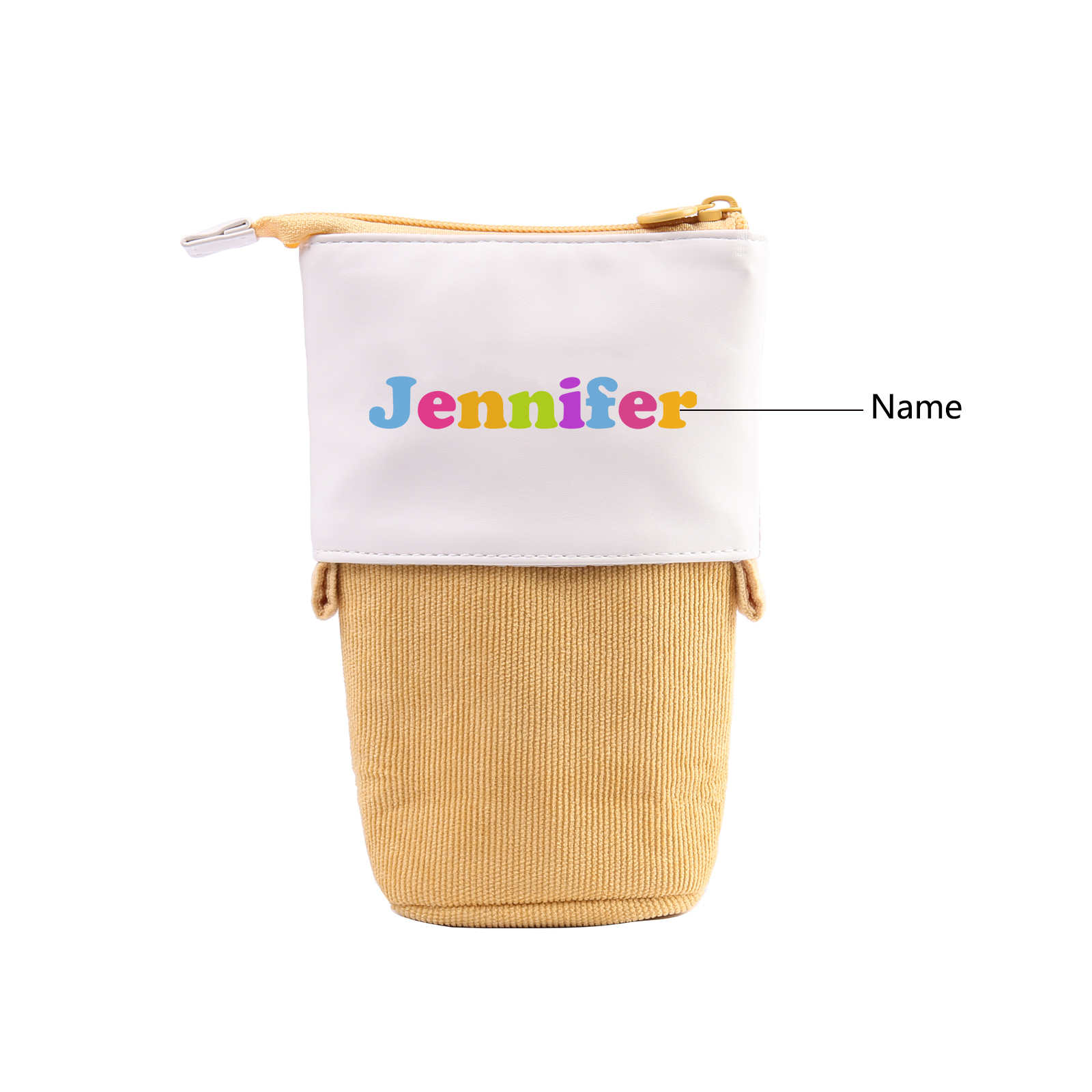 Personalisierter Name Leinwand PU-Leder Stifteetui Stifttasche