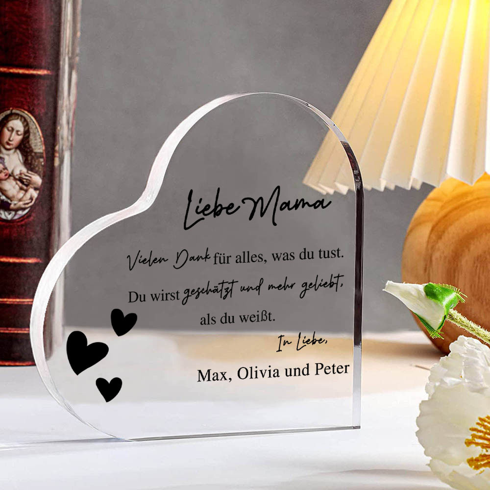 Personalisierter Text & Name -Vielen Dank für alles, was du tust- Acryl-Deko Schreibtischdekoration für Mutter