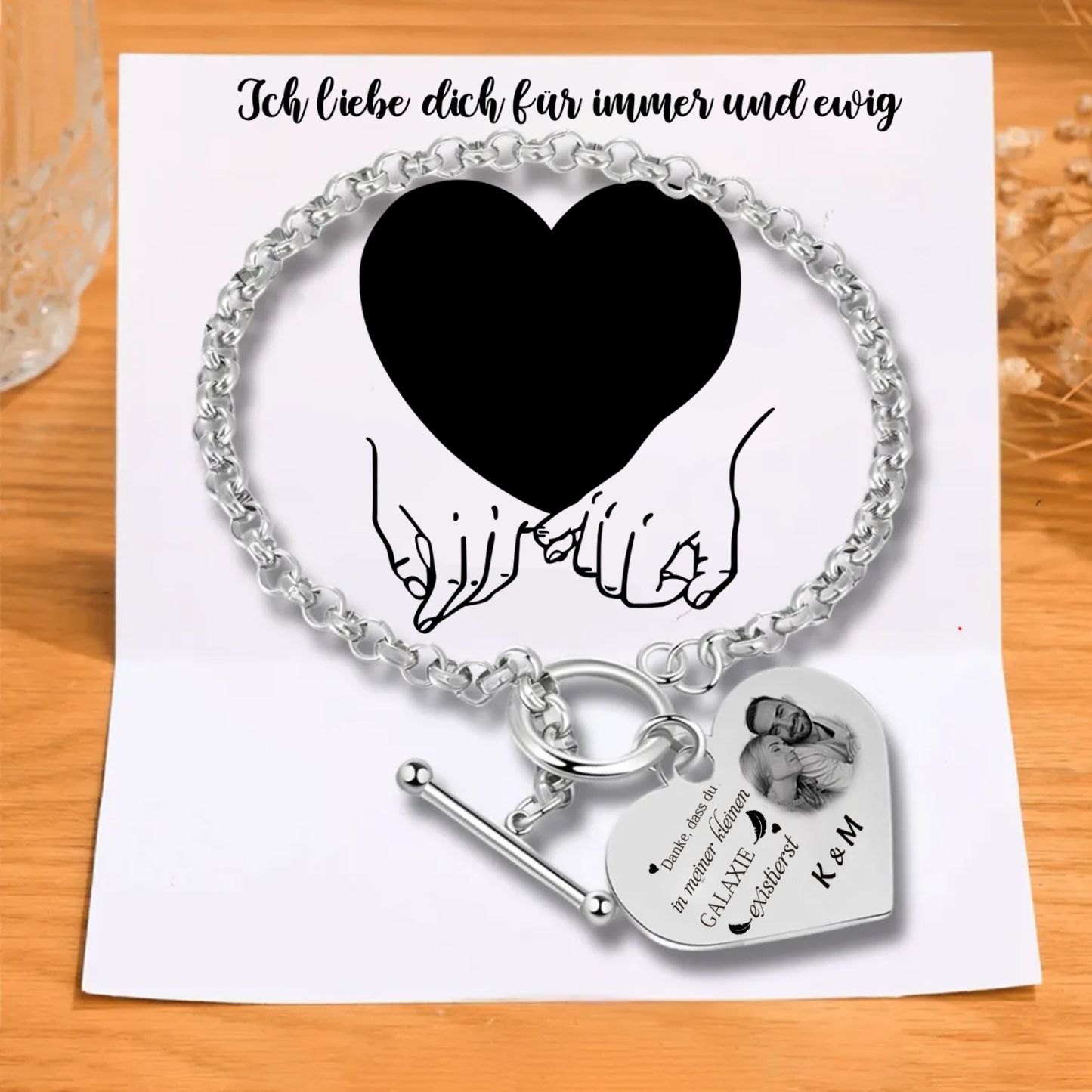 Kettenmachen Herren Personalisiertes Foto & Text Armband-Ich gehöre Ihnen, keine Rückgabe oder Rückerstattung-Geschenk mit Nachrichtenkarte 21.99