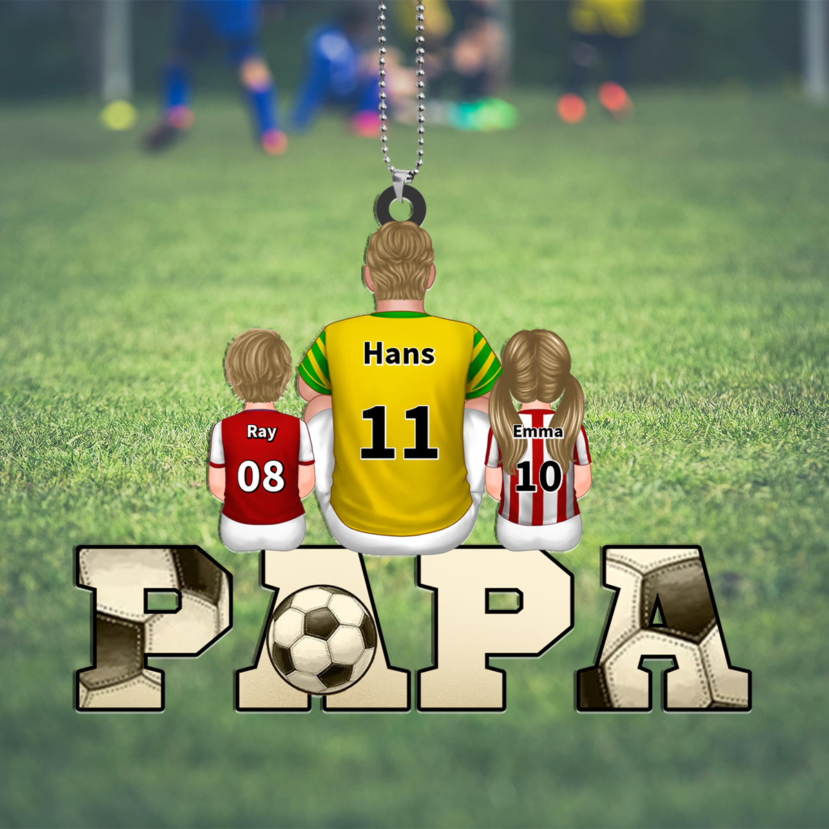 Personalisiertes Fußball-„PAPA“-Ornament mit Namen & Nummern