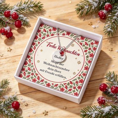 Personalisierte Namenskette mit rundem Anhänger und Geburtsstein-Imitat – Weihnachtsgeschenk für Mama Tochter Ehefrau oder beste Freundin