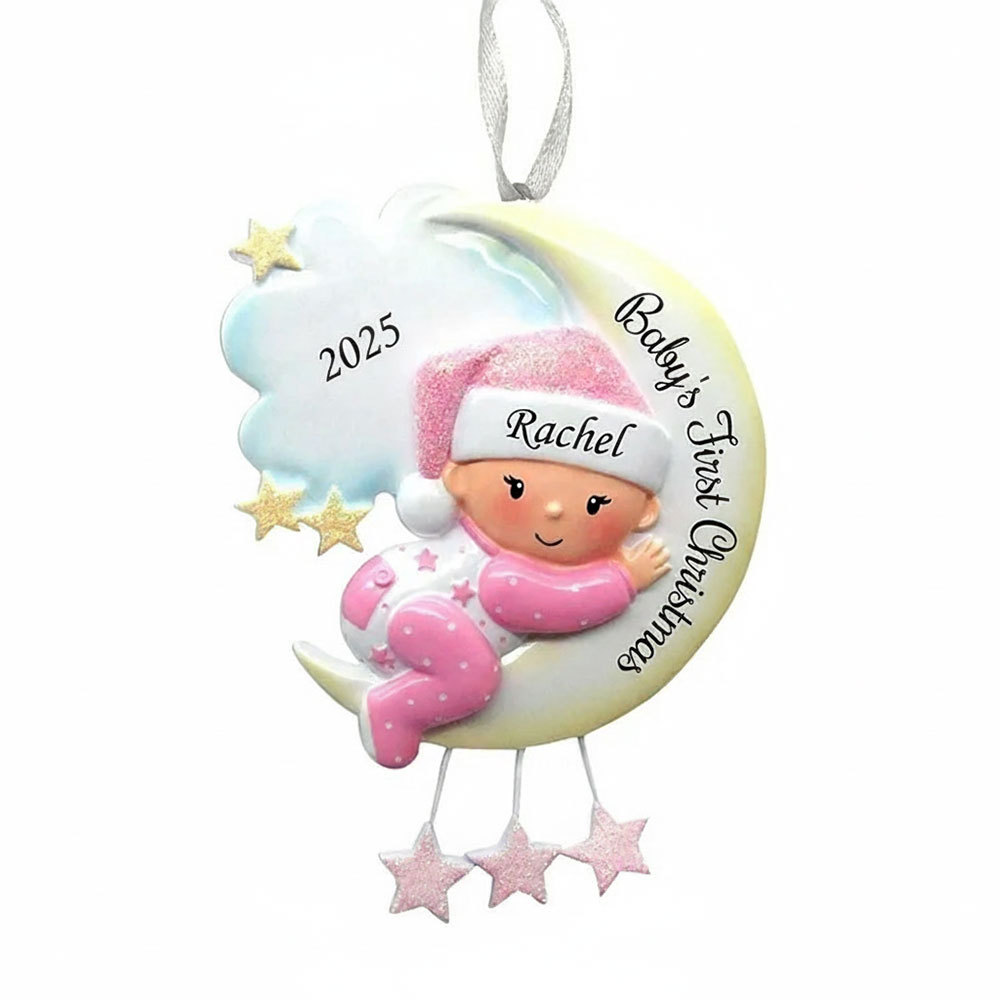 Holz Weihnachtsornament-Personalisierter Name & Text & Jahr Ball Baby Ornament
