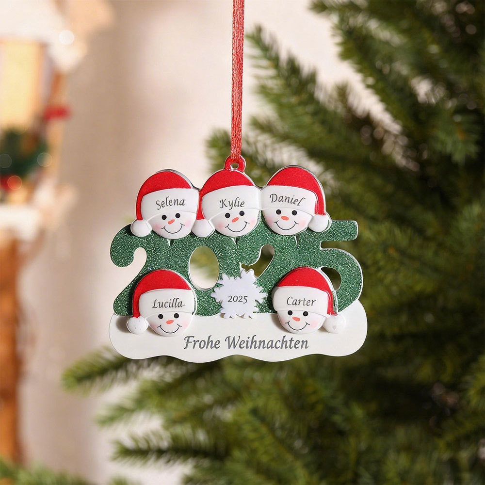 2025 Schneemann Schneeflocke Weihnachtsanhänger personalisierte — "Frohe Weihnachten"