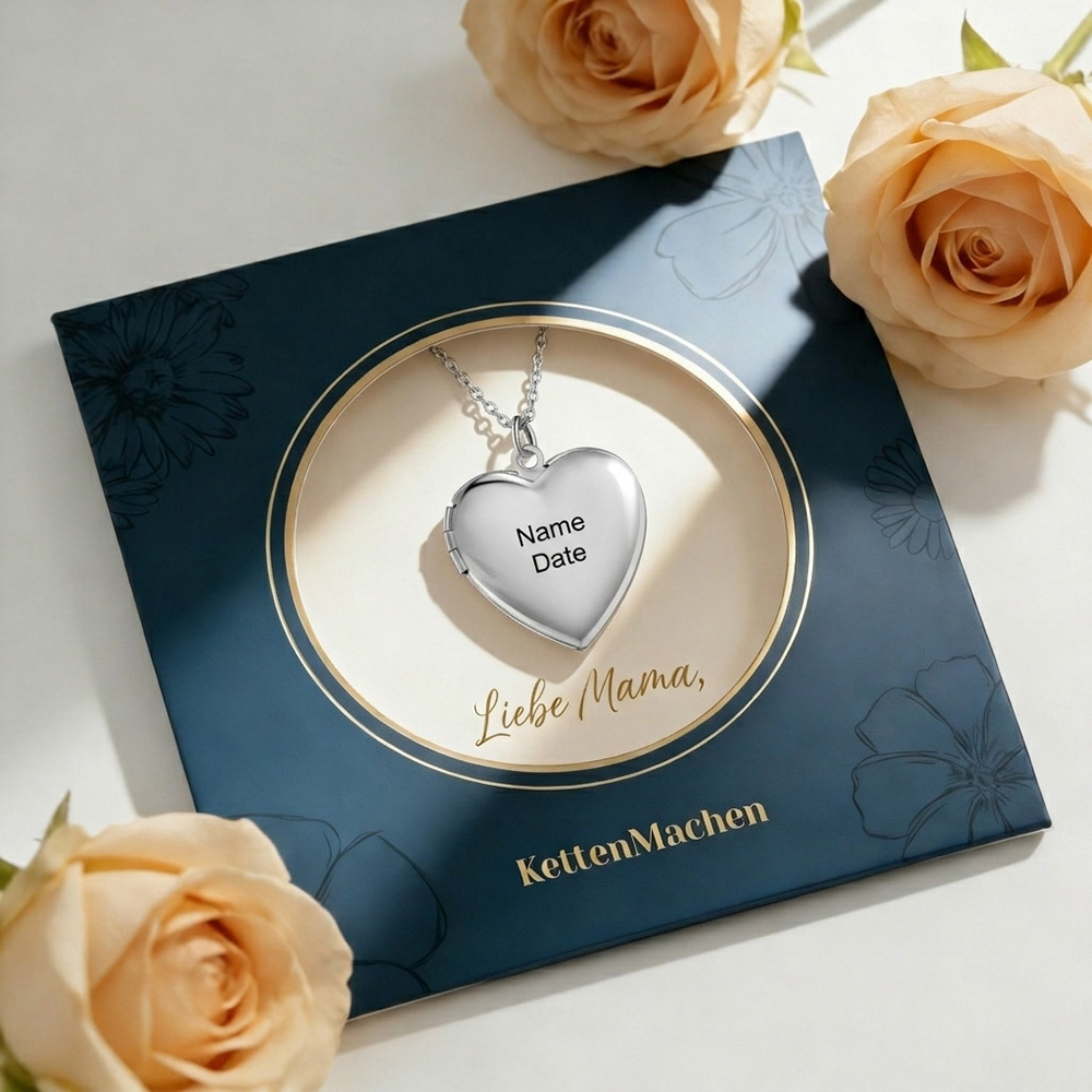 Personalisierte 2 Fotos & Name & Datum Herz Halskette 