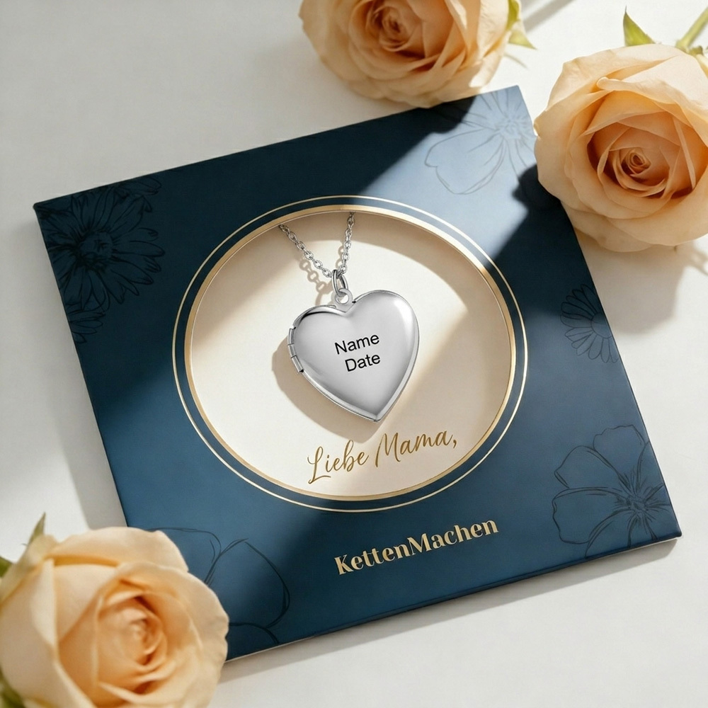 Personalisierte 2 Fotos & Name & Datum Herz Halskette 