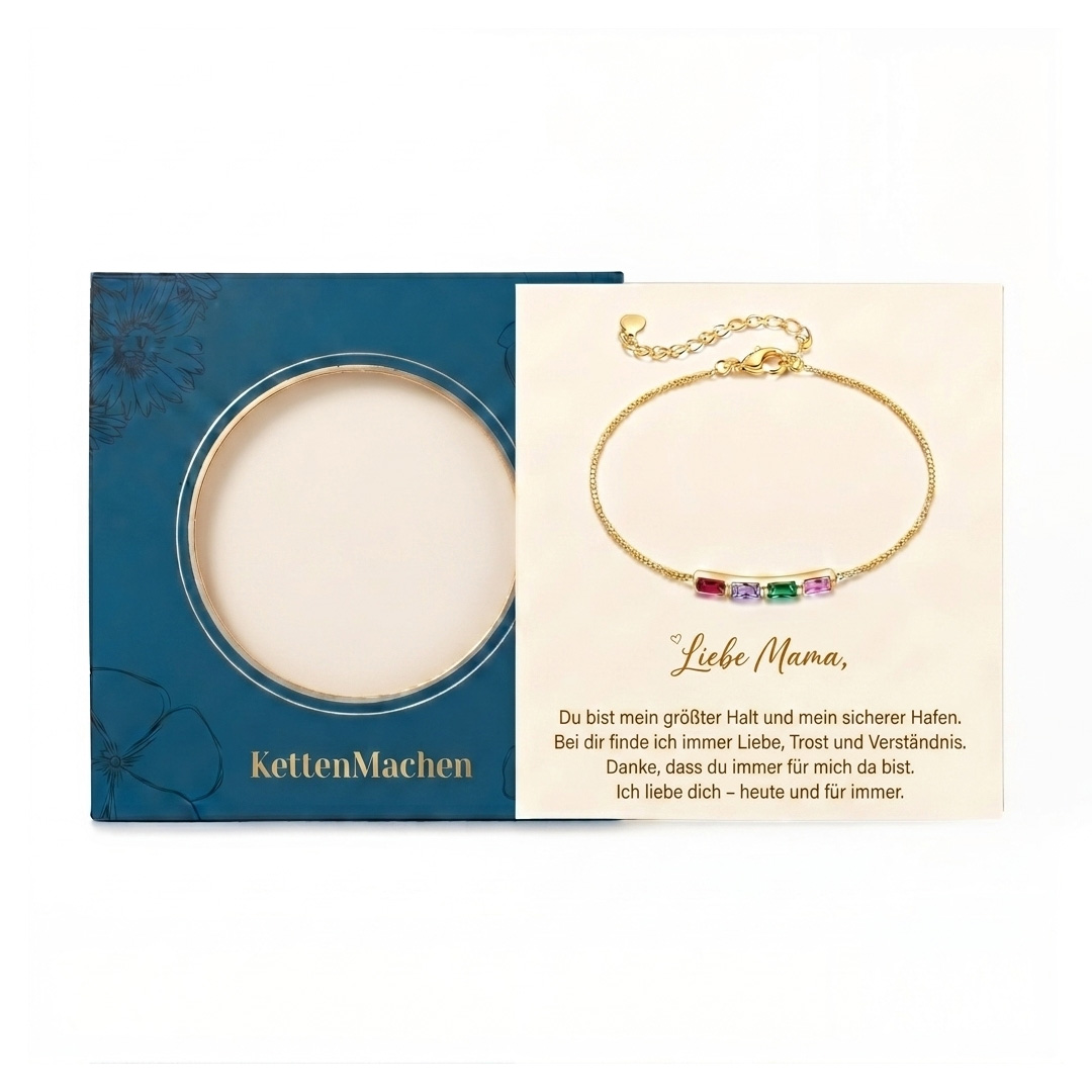 Personalisiertes Silberarmband aus 925 Sterling Silber mit 2 bis 6 Geburtssteinen Geschenk für Mama oder sie