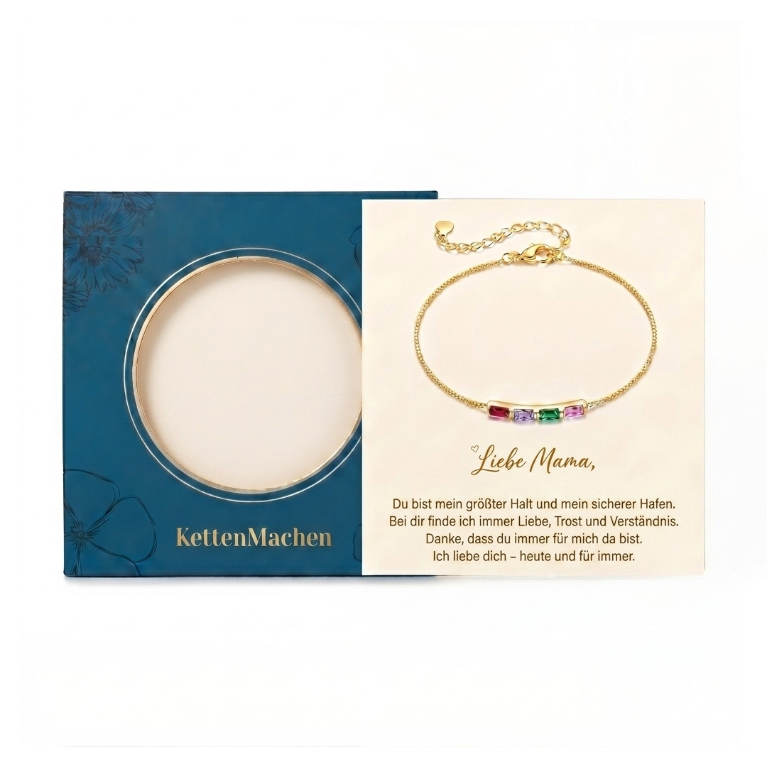 Personalisiertes Silberarmband aus 925 Sterling Silber mit 2 bis 6 Geburtssteinen Geschenk für Mama oder sie