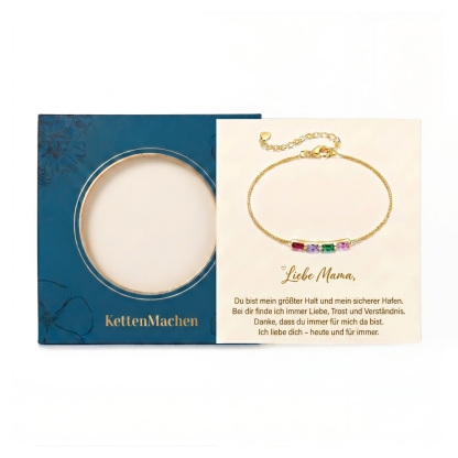 Personalisiertes Silberarmband aus 925 Sterling Silber mit 2 bis 6 Geburtssteinen Geschenk für Mama oder sie