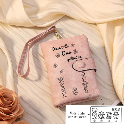 Personalisierte 5 Namen & Muster PU-Leder Portemonnaie -Diese tolle Oma gehört zu- Geldbörse für Oma Großmutter