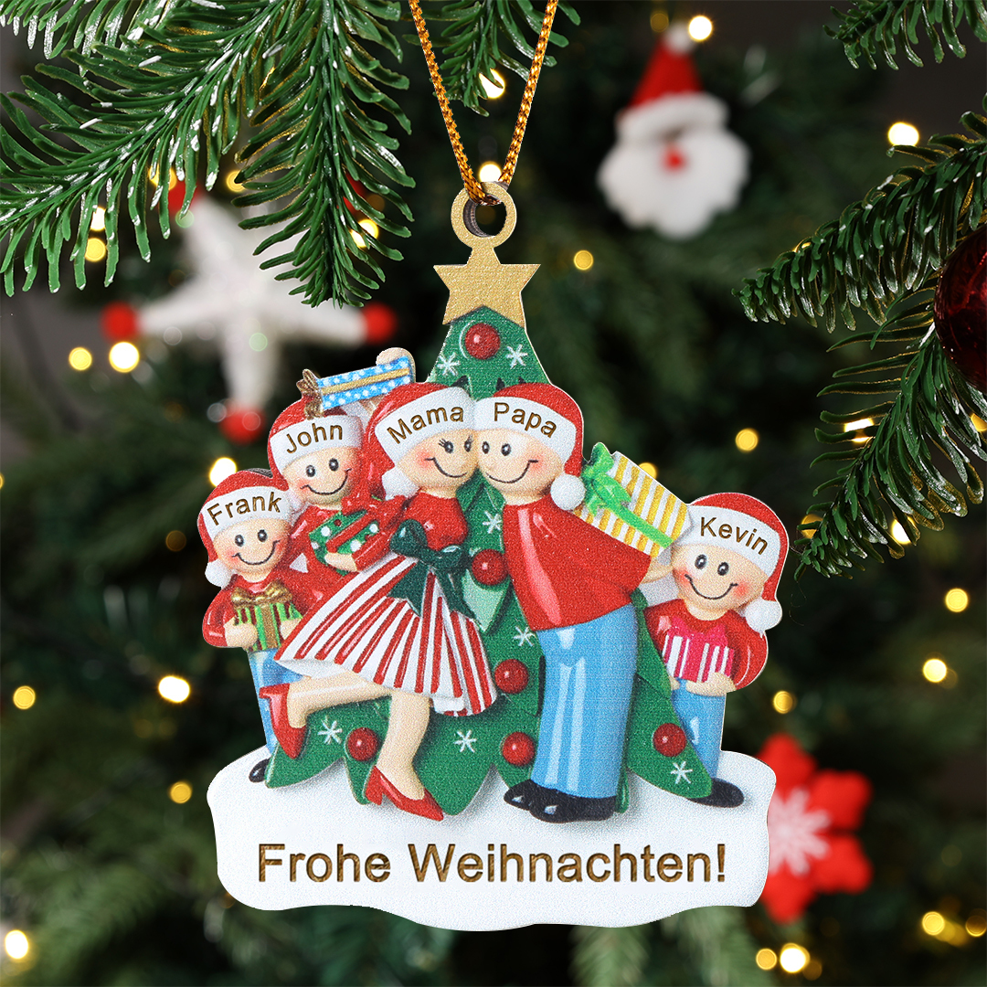 Personalisierte 2-5 Namen & Text Weihnachtsornament Weihnachtsbaum Holz-Anhänger für Familie