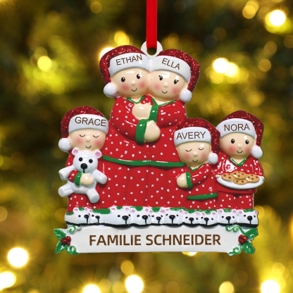 Personalisierte 2-6 Namen & Text Weihnachtsornament Weihnachtsbaum Holz-Anhänger für Familie