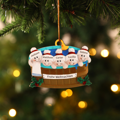 Personalisierter 2-6 Namen & Text Weihnachtsornament – Holzanhänger im Whirlpool Design