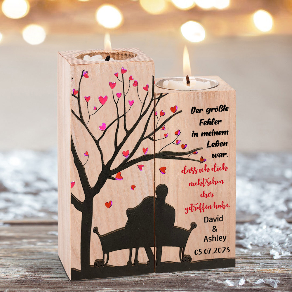 Personalisierte 2 Namen & Datum Kerzenhalter-Der größte Fehler in meinem Leben war, dass ich dich nicht Schon eher getroffen habe-Geschenk für Paare