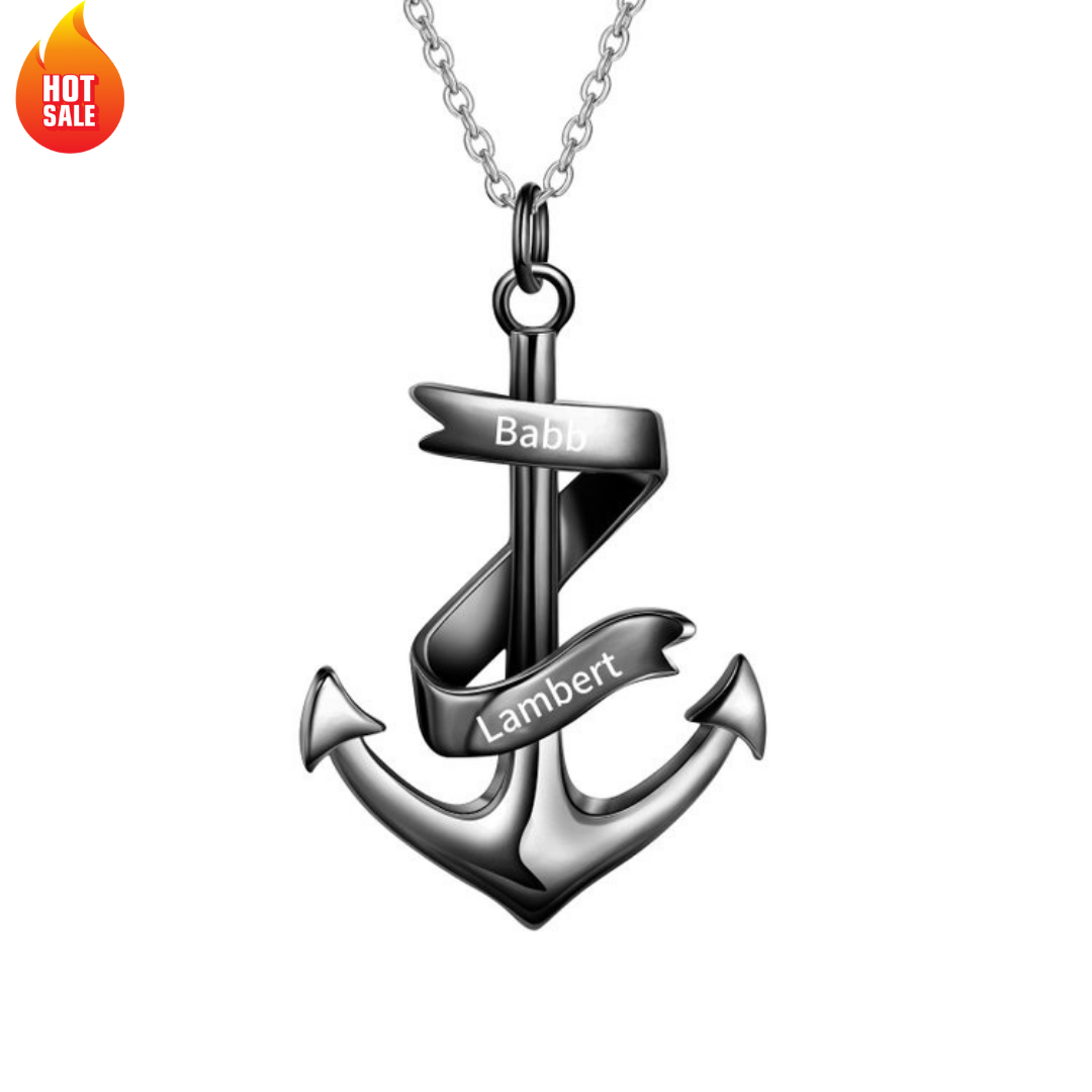 925 Sterling Silber Personalisierte 2 Namen Anker Halskette-Du bist mein Heimathafen-Geschenk mit Nachrichtenkarte