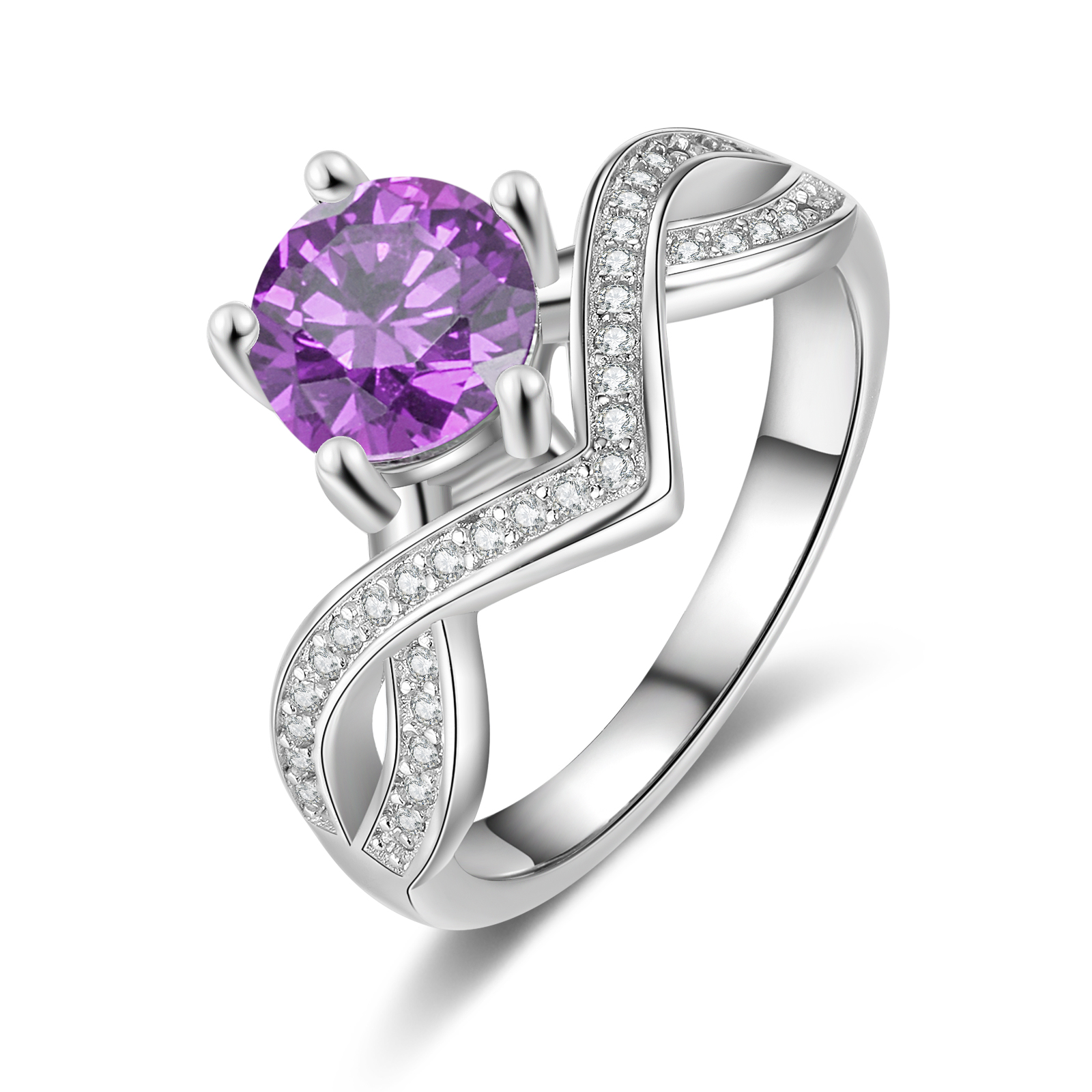 Personalisierter 1 Geburtsstein Twist Ring mit Zirkonia