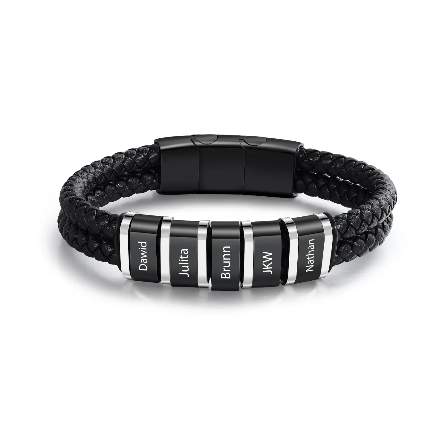 Herren Personalisierte 1-5 Namen Doppellagiges Geflochtenes Leder Armband