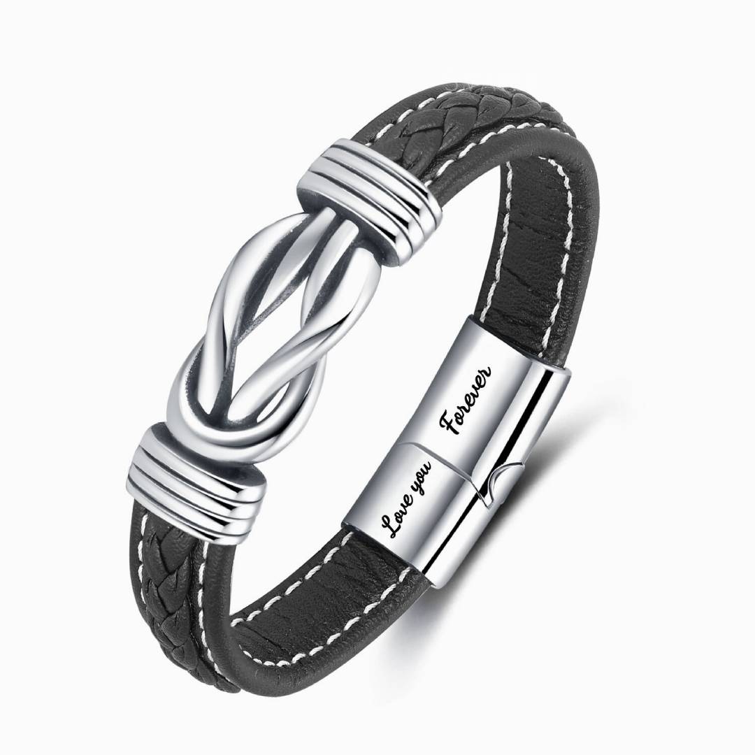 Herren Leder Seemansknoten Armband- An Meinen Mann Ich liebe dich, für immer und ewig-Geschenk mit Nachrichtenkarte