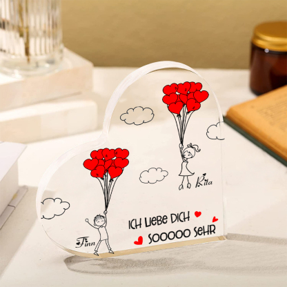 Personalisierte 2 Namen Acryl-Deko-Ich liebe dich sooooo sehr-Schreibtischdekoration für Paar