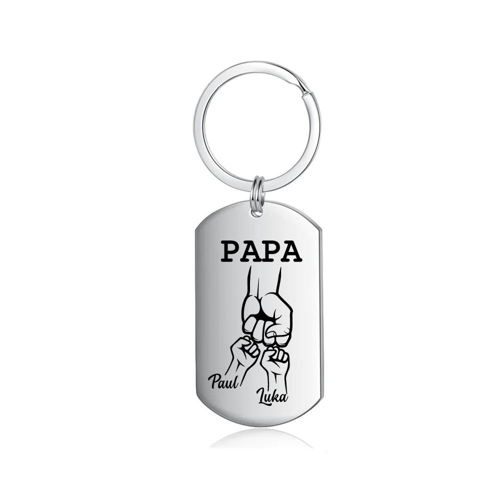 Personalisierbarer 2 Namen Papa/Opa Faust Schlüsselanhänger-Lieber Papa/Opa du hast ja bereits uns-Geschenk für Vater Vatertag