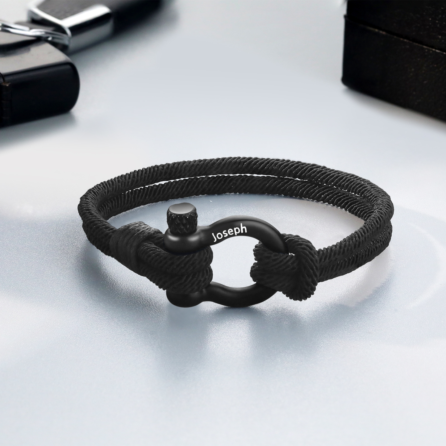 Personalisierbares 1 Name Handseil Armband-An meinen Sohn Glaube an dich selbst-Geschenk mit Nachrichtenkarte Kettenmachen