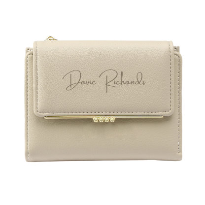 Damen Personalisierter Name & Foto PU Leder Kurze Portemonnaie Geldbörse Klappgeldbörse mit Reißverschluss