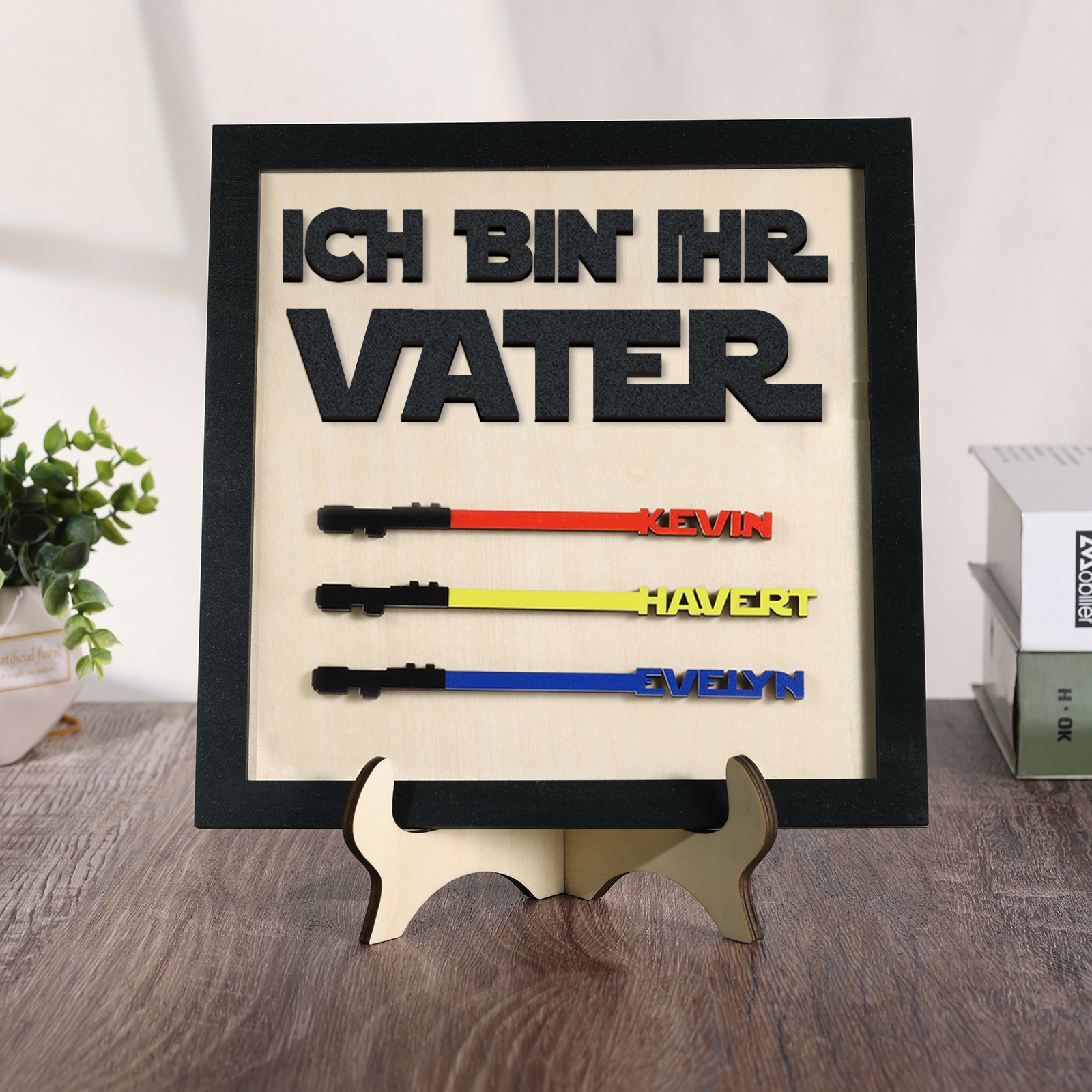 Papa Holz Deko-Personalisierbare 3 Namen-Ich bin ihr Vater- Ornament Holzdekoration für Vater