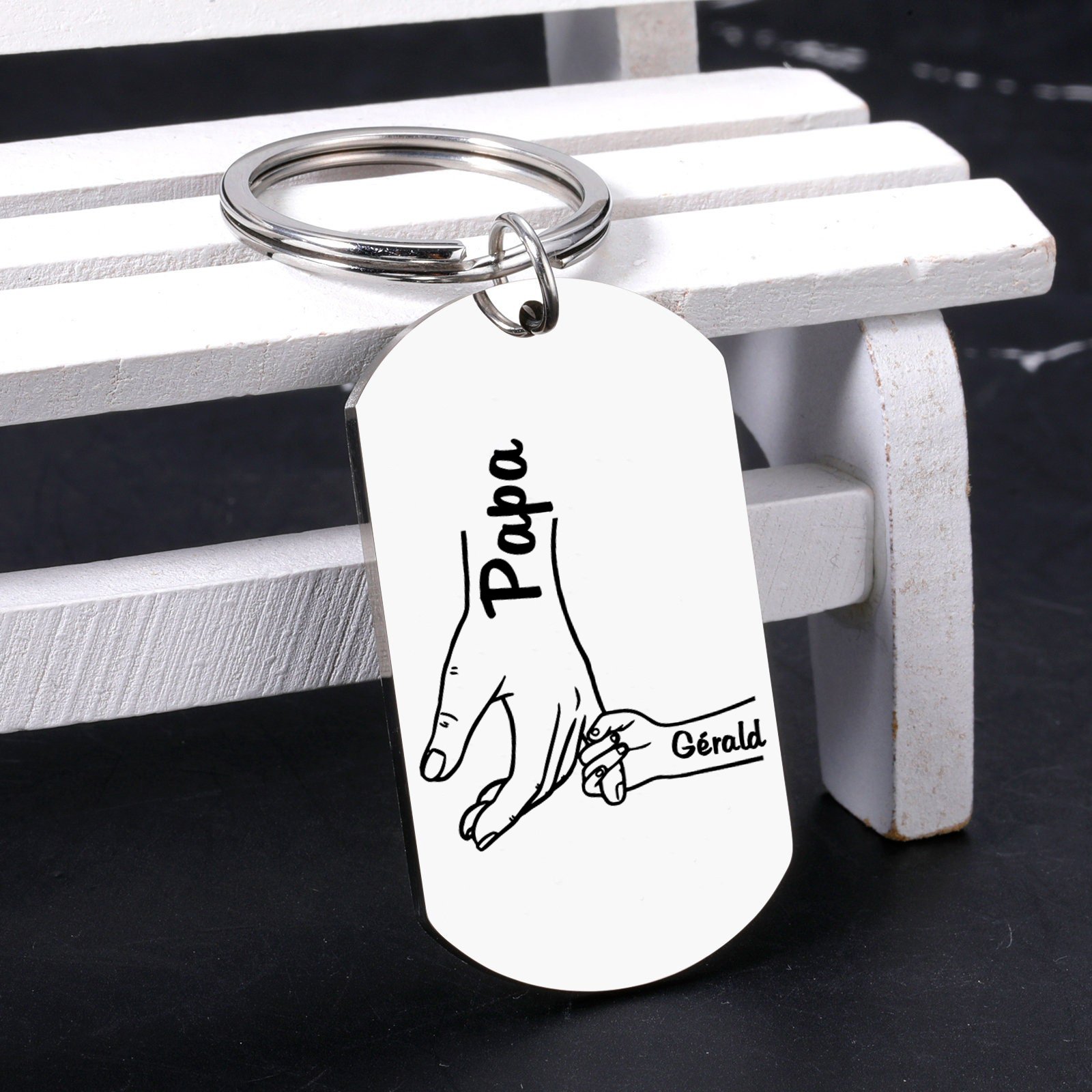 Personalisierbarer 1 Name Papa Hand Schlüsselanhänger-Lieber Papa du hast ja bereits mich-Geschenk für Vater