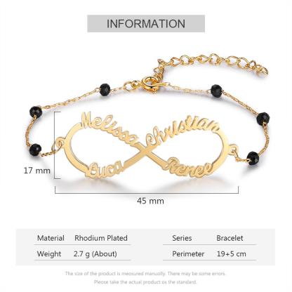 Infinity Armband mit 4 Namensgravur Kundenspezifisch