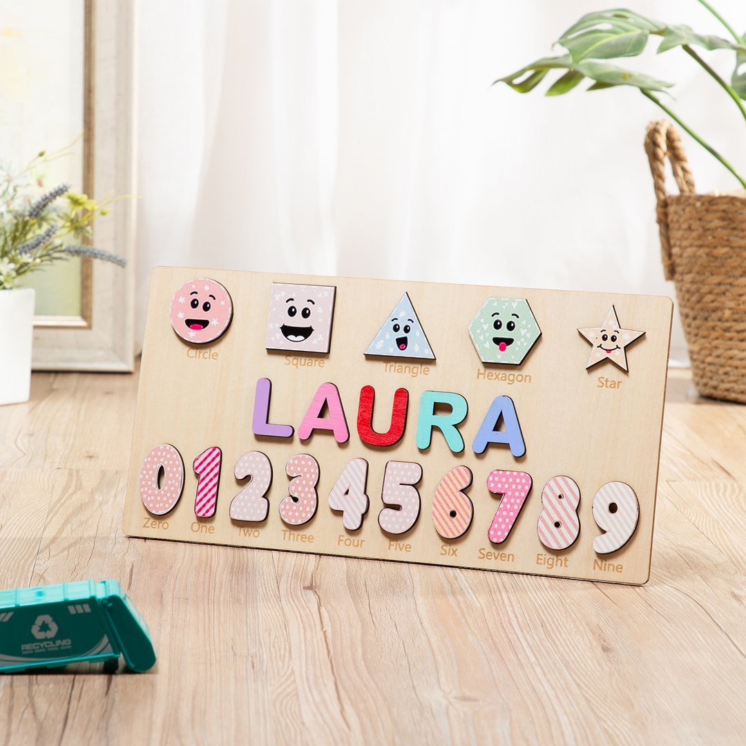 Kettenmachen Personalisiertes Name Ziffer & Geometrie Holz Puzzle Geschenk für Vorschulkinder 34.69