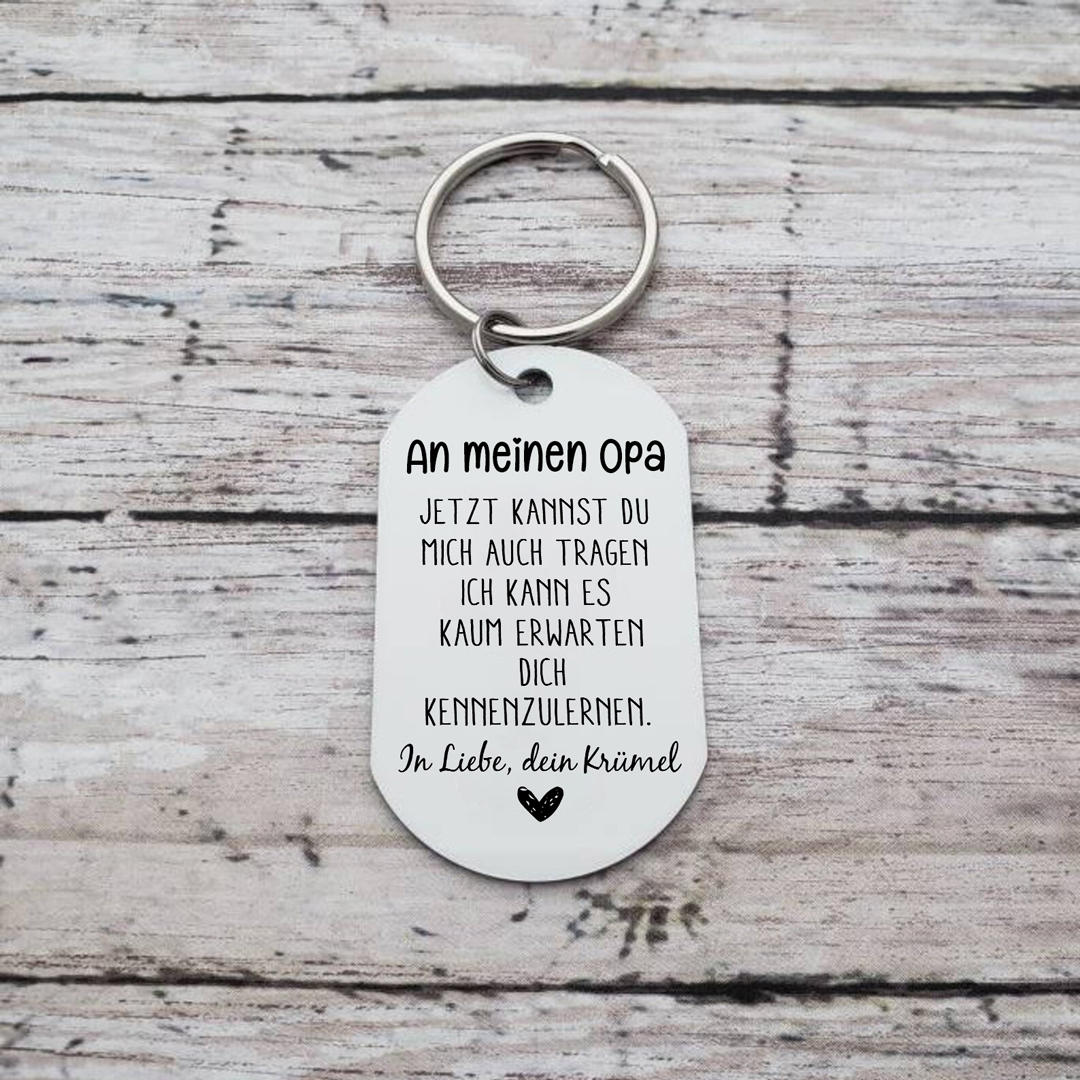 Personalisierbares Foto & Text Schlüsselanhänger-An meinen Opa Ich kann es kaum erwarten dich kennenzulernen-Geschenk für Großvater