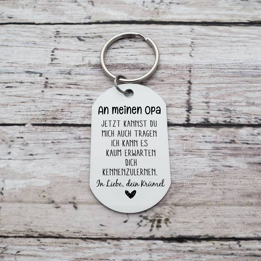 Personalisierbares Foto & Text Schlüsselanhänger-An meinen Opa Ich kann es kaum erwarten dich kennenzulernen-Geschenk für Großvater