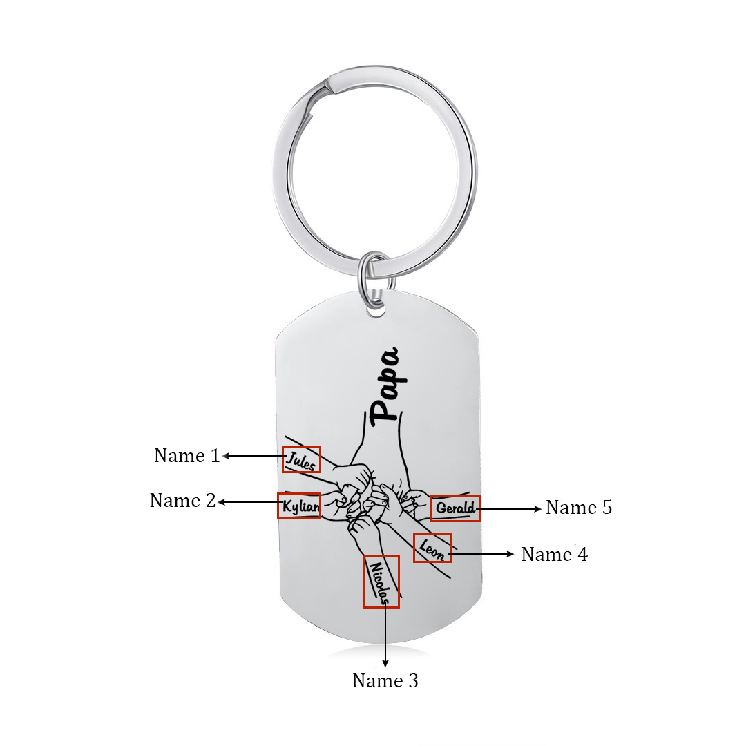 Personalisierbarer 5 Namen Papa Hand Schlüsselanhänger-Lieber Papa du hast ja bereits uns-Geschenk für Vater