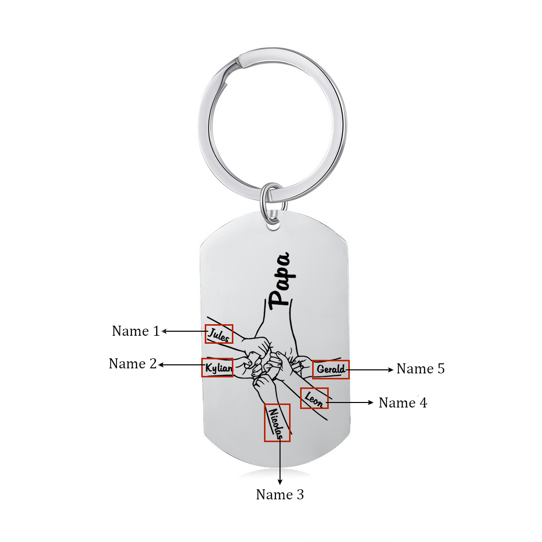 Personalisierbarer 5 Namen Papa Hand Schlüsselanhänger-Lieber Papa du hast ja bereits uns-Geschenk für Vater