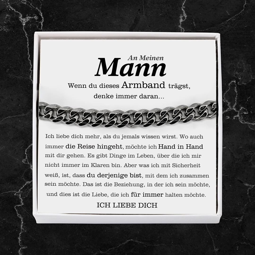 Herren Kubanisches Armband- An Meinen Mann"Das ist die Beziehung, in der ich sein möchte"-Geschenk mit Nachrichtenkarte