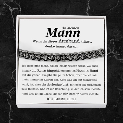 Kettenmachen Herren Kubanisches Armband- An Meinen Mann"Das ist die Beziehung, in der ich sein möchte"-Geschenk mit Nachrichtenkarte 21.99