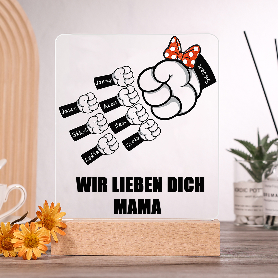 Personalisierte 8 Namen & Text Familie Faust Nachtlicht Geschenk für Großmutter/Mutter zum Muttertag