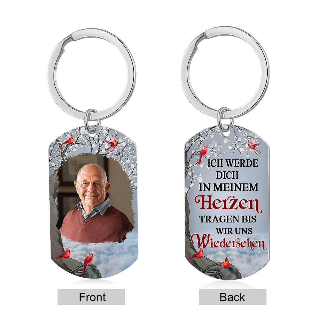 Personalisierbares Foto Trauer Schlüsselanhänger-Ich werde dich in meinem Herzen targen, bis wir uns widersehen-Andenken Schlüsselanhänger