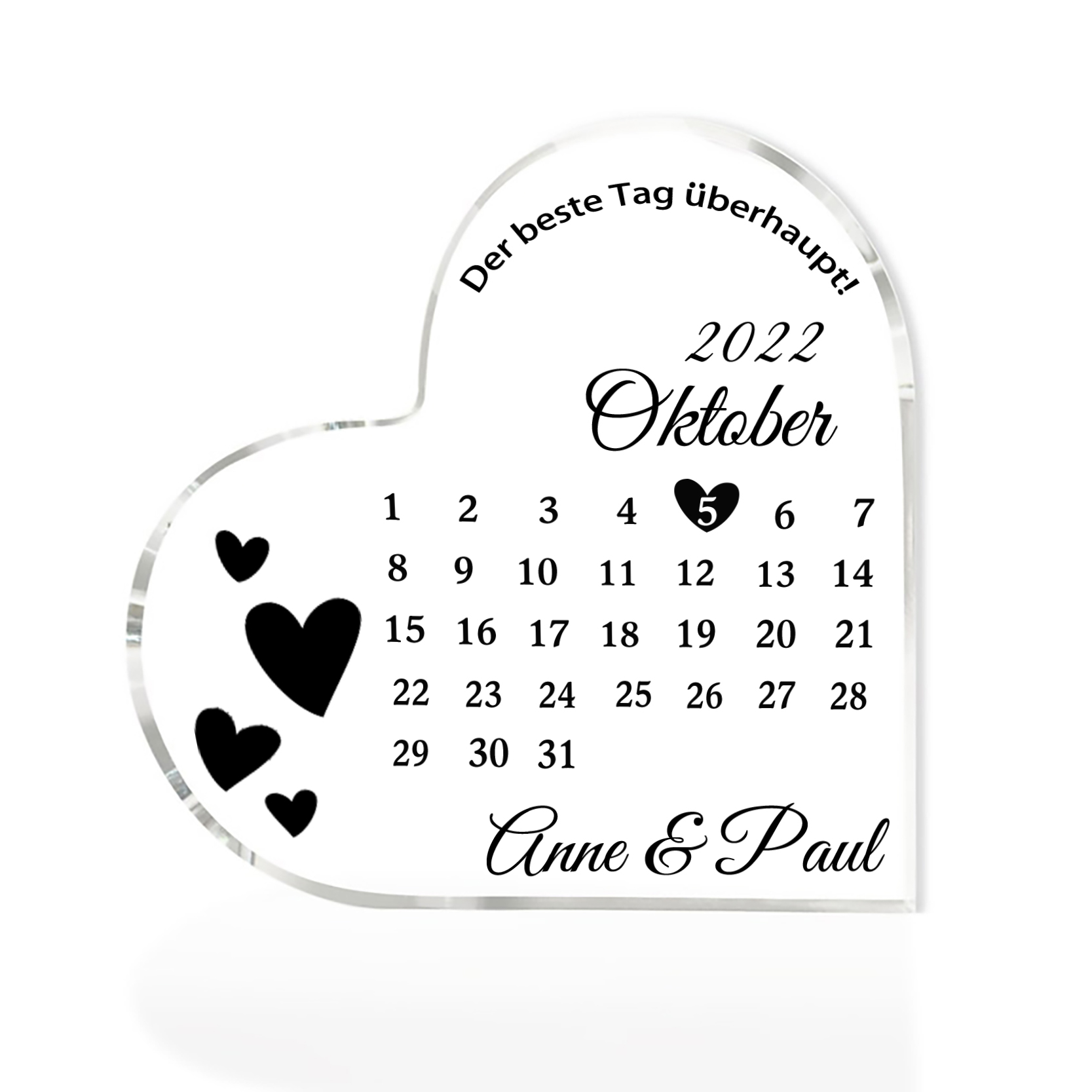 Personalisierte 2 Namen & Datum Acryl-Deko-Der beste Tag überhaupt-Schreibtischdekoration für Paar