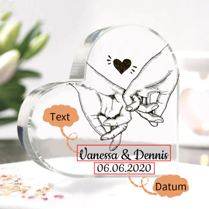 Personalisierte Text & Datum Acryl-Deko Pinky-Versprechen Schreibtischdekoration für Paar