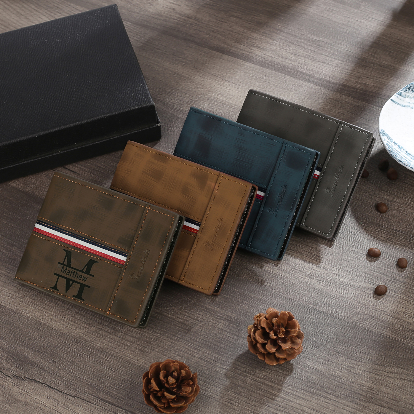 Personalisierte Foto & Name & 1 Buchstabe PU Leder Geldbörse