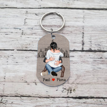 Personalisierbare 2 Namen-Ich brauche dich heute Abend Also komm gut nach Hause-Edelstahl Schlüsselanhänger für Paare