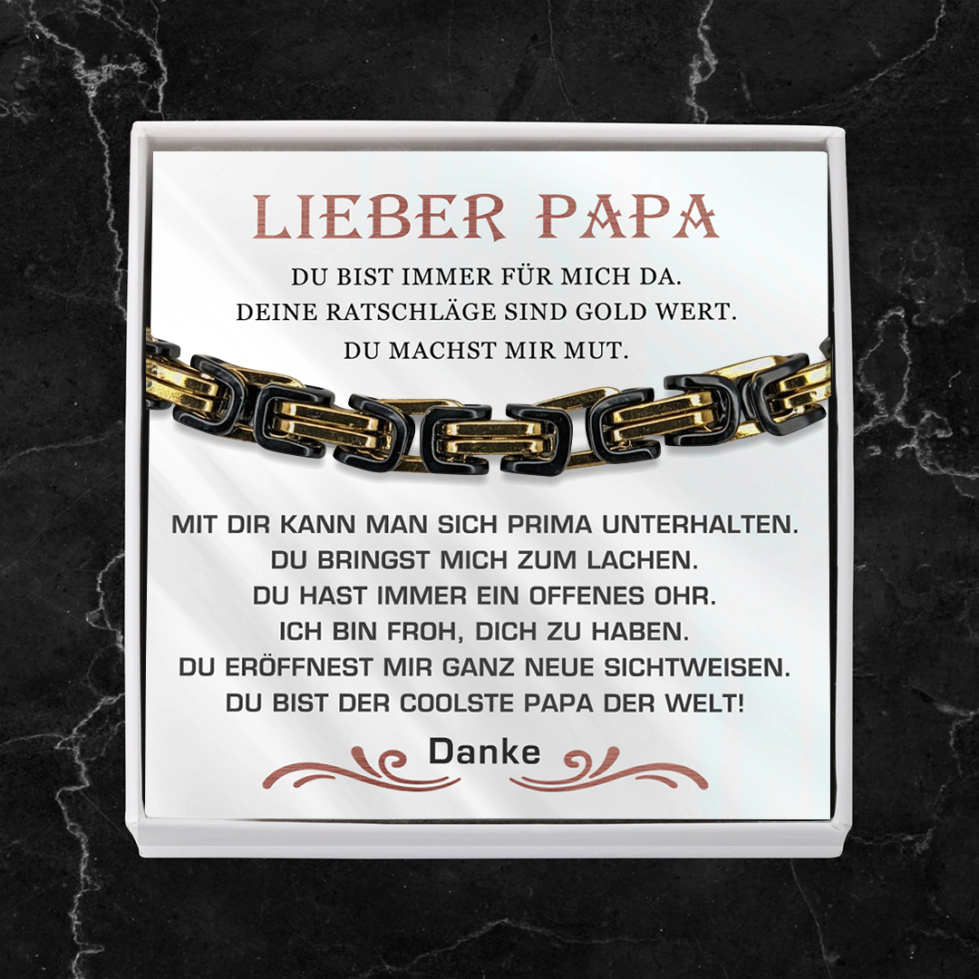 Herren Edelstahl Armband- Liebe Papa Du bist der coolste Papa der Welt-Geschenk mit Nachrichtenkarte