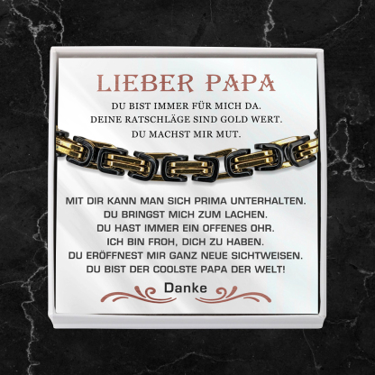 Herren Edelstahl Armband- Liebe Papa Du bist der coolste Papa der Welt-Geschenk mit Nachrichtenkarte