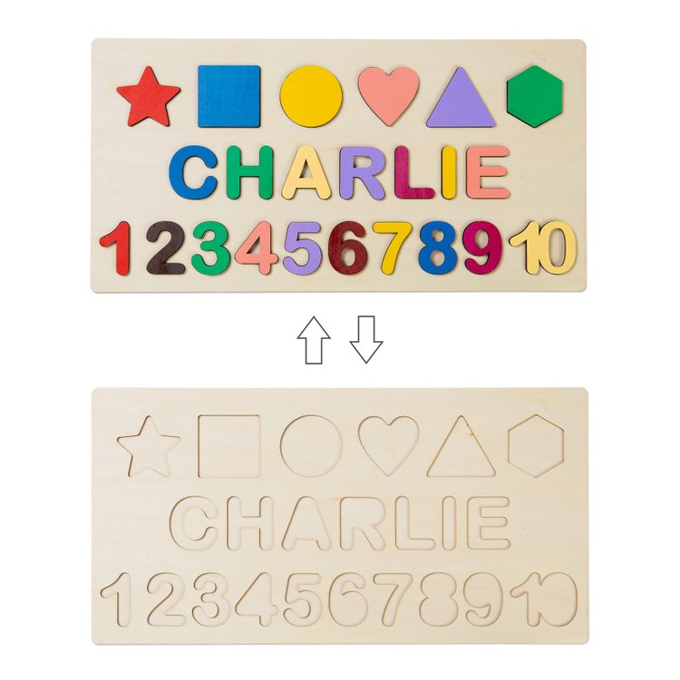 Personalisierte Hölzerne Name Puzzle Benutzerdefinierte Holz Fraktalbild & Zahl Puzzle mit Kinder Name 