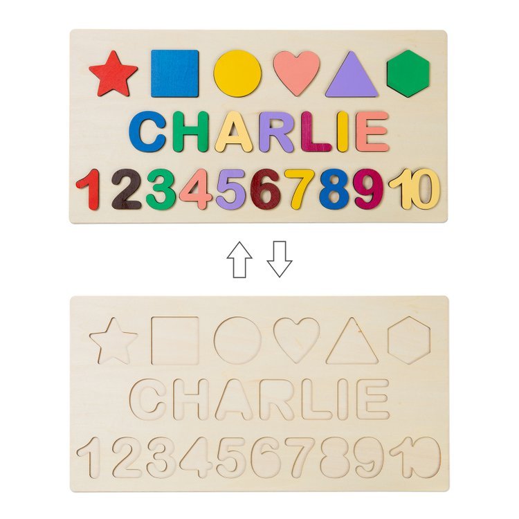 Personalisierte Hölzerne Name Puzzle Benutzerdefinierte Holz Fraktalbild & Zahl Puzzle mit Kinder Name 