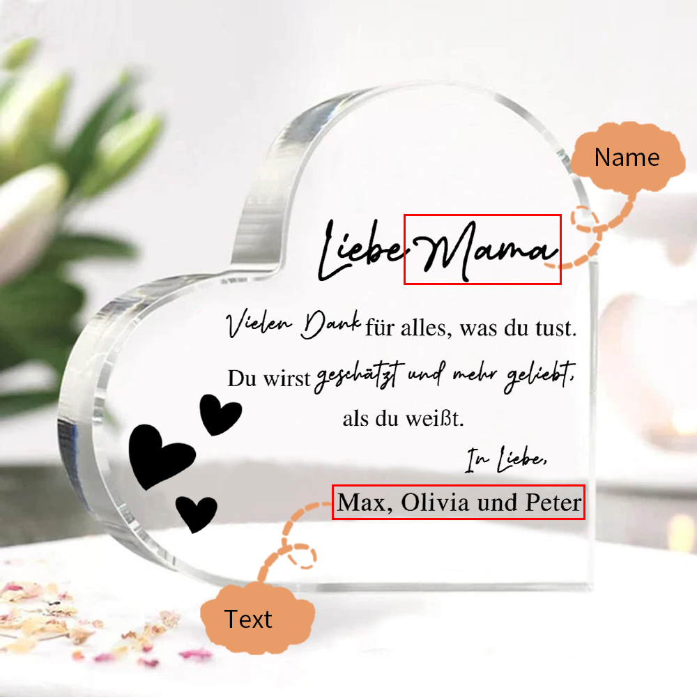 Personalisierter Text & Name -Vielen Dank für alles, was du tust- Acryl-Deko Schreibtischdekoration für Mutter