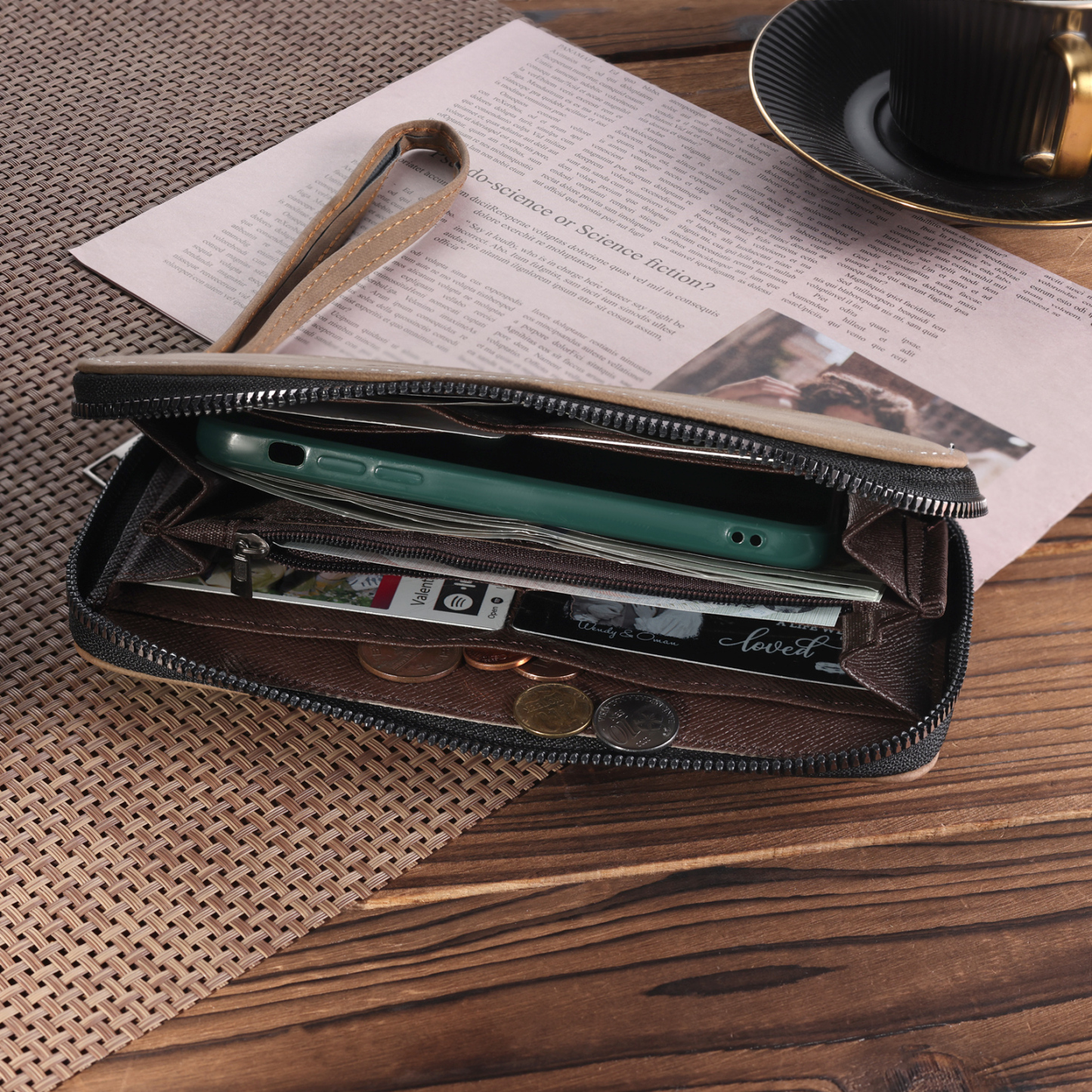 Personalisiertes 1 Foto und Text PU Leder Geldbörse langes Portemonnaie